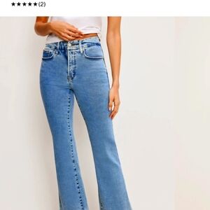 Good American Dark Blue Cropped Bootcut Jeans